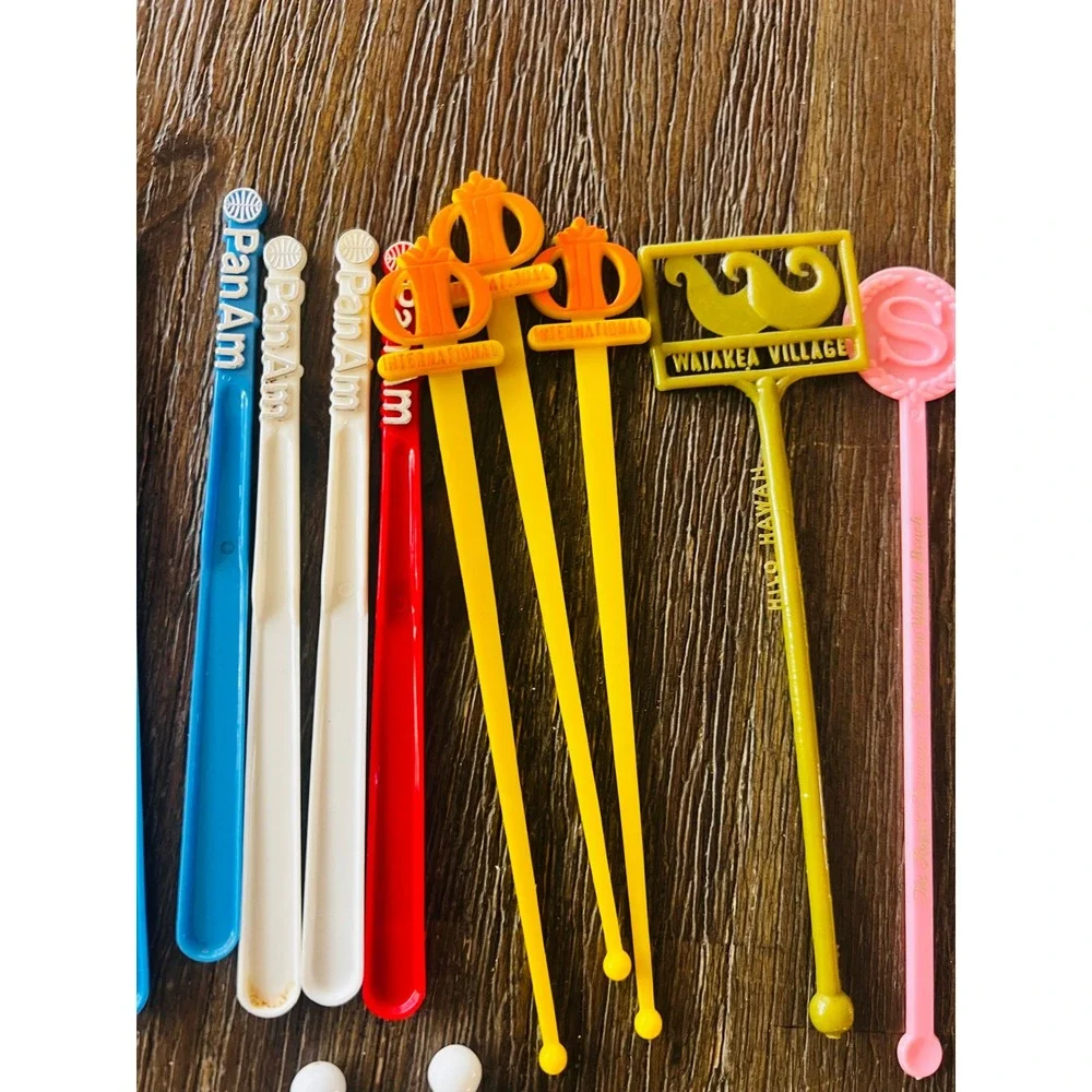 Vintage Swizzle Stick Lot 28pc Pan Am Las Vegas Hotels Airlines Barware Stirrers